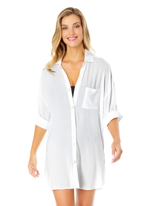 Women's Live In Color Button Down Shirt Swimsuit Cover Up