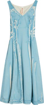 Marni Screenprinted Denim Midi Dress