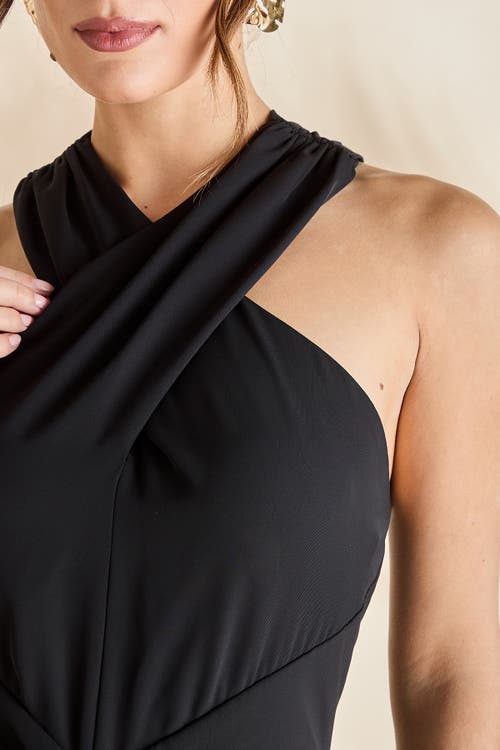 Coast Fringe Hem Cross Neck Midi Dress In Black