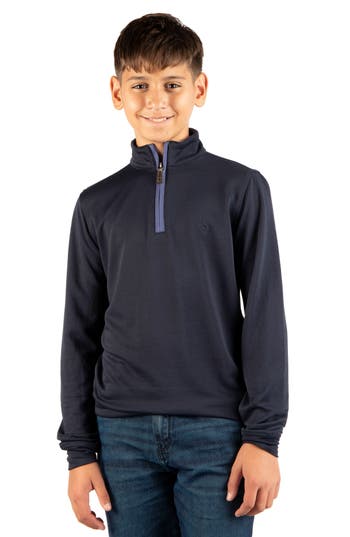 Tailorbyrd Kids' Modal Quarter Zip Sweater In Navy