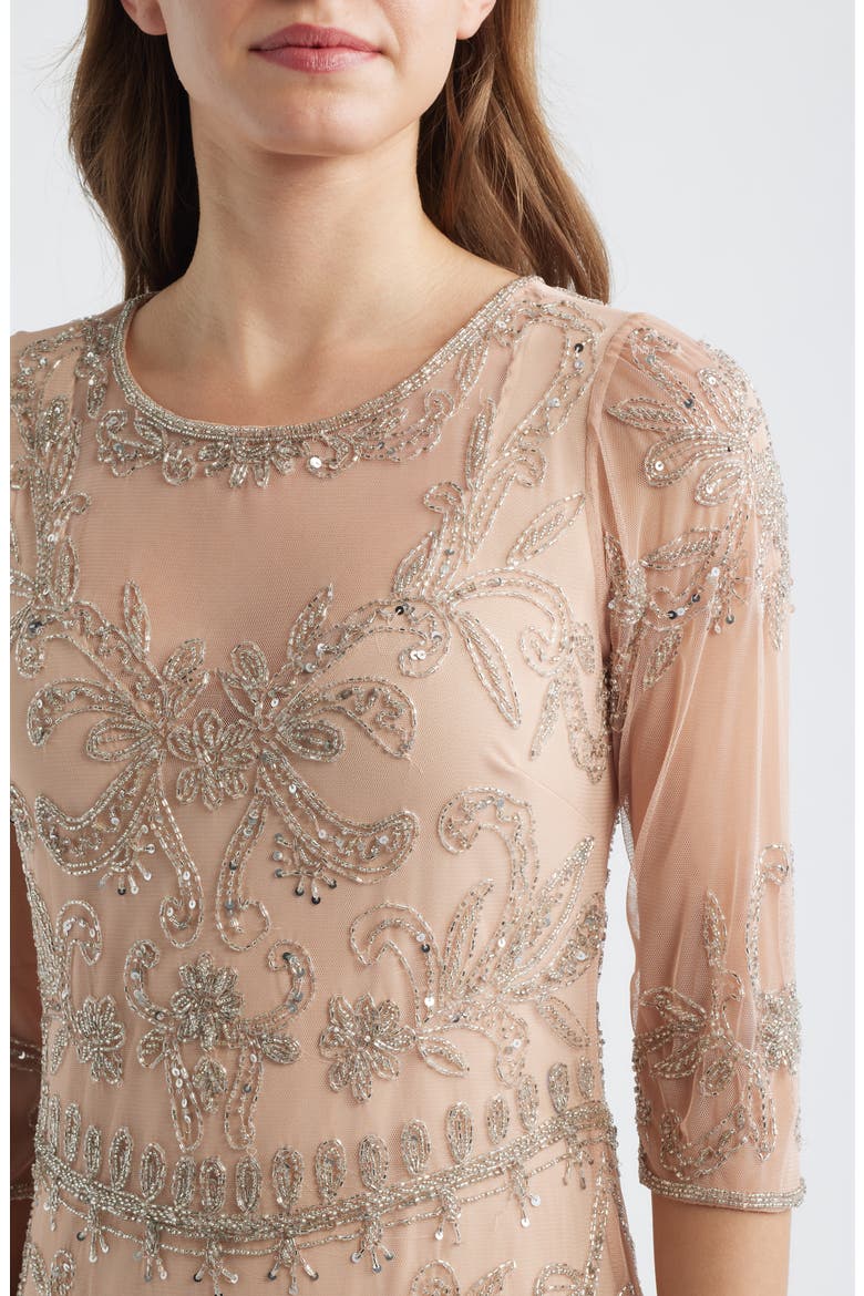 Sequin Illusion Gown, Alternate, color, BLUSH