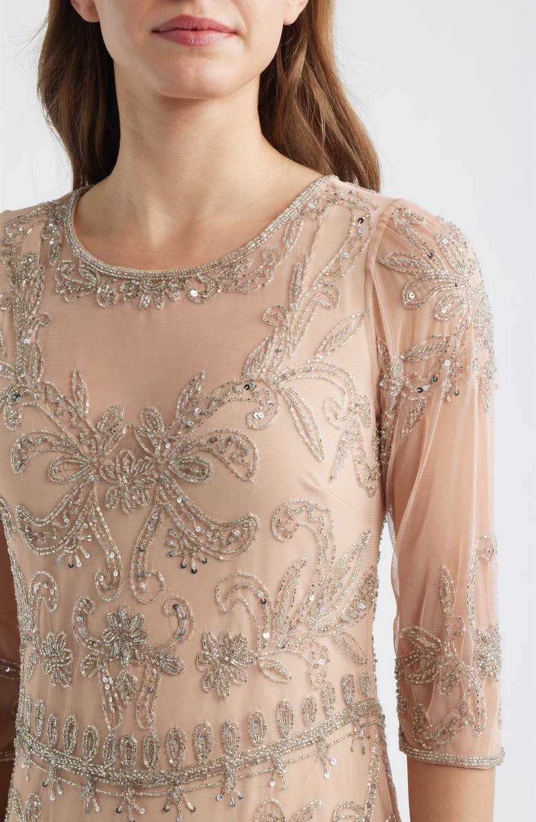 Pisarro Nights Sequin Illusion Gown, Alternate, color, Blush