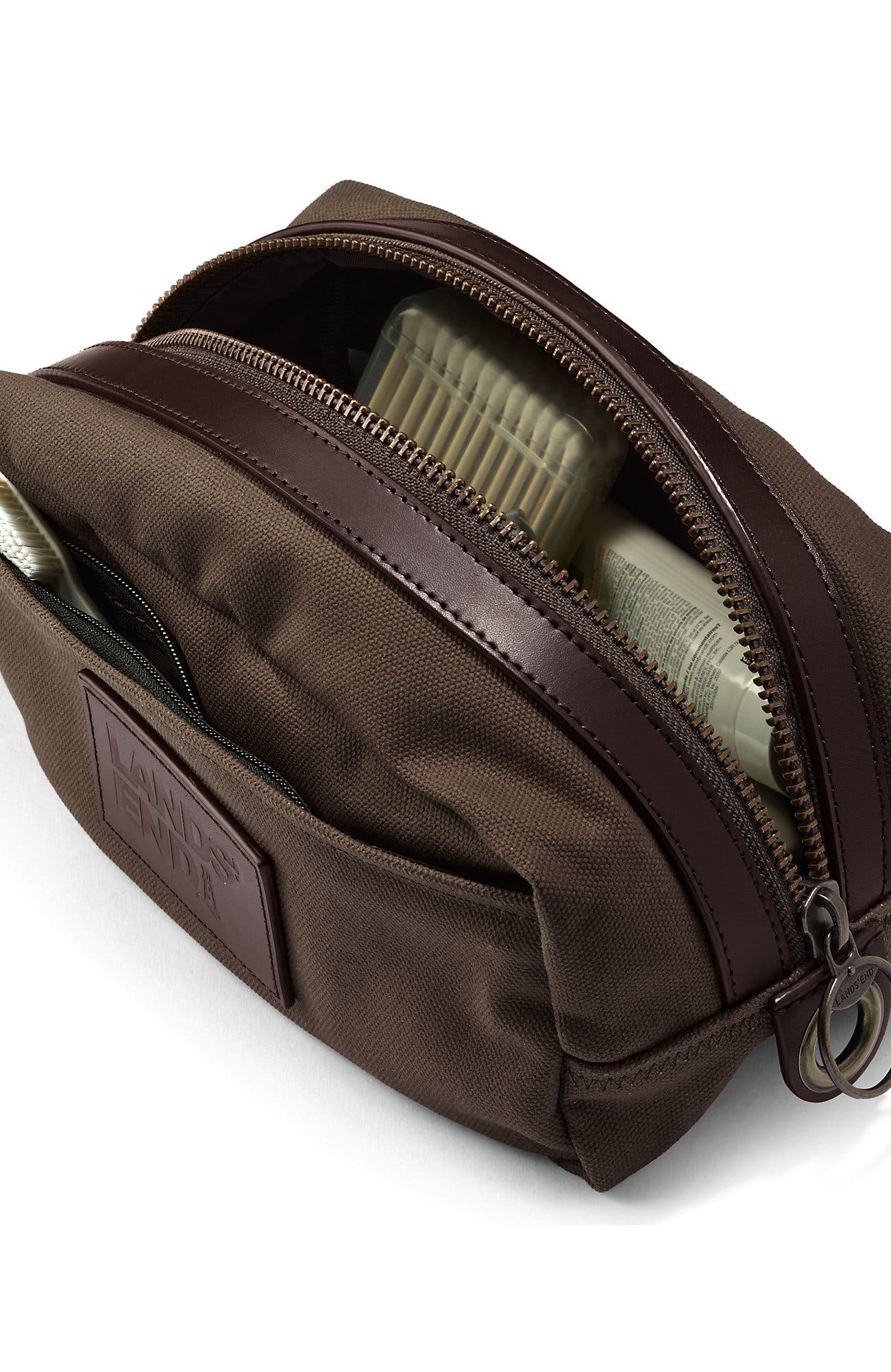 Lands' End Waxed Canvas Travel Dopp Kit Toiletry Bag, Alternate, color, 