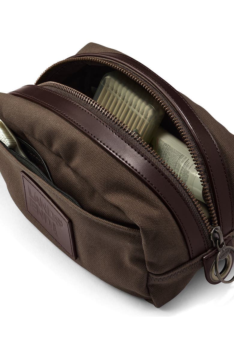 Lands' End Waxed Canvas Travel Dopp Kit Toiletry Bag, Alternate, color,