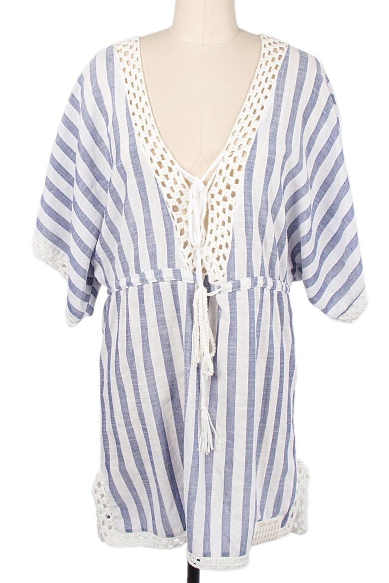 Summery Blue Stripe Coverup, Main, color, BLUE MULTI