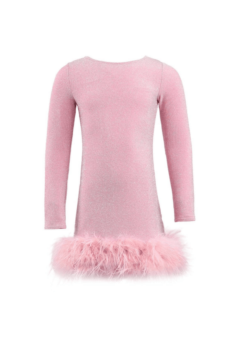 Lola + The Boys Shimmer Feather Dress, Main, color, Pink