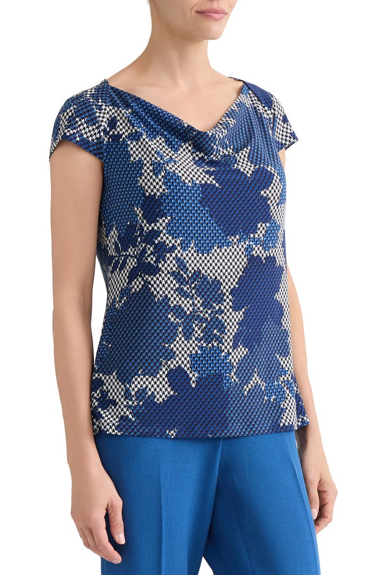 Floral Print Cowl Neck Top, Alternate, color, VANILLA ICE MULTI