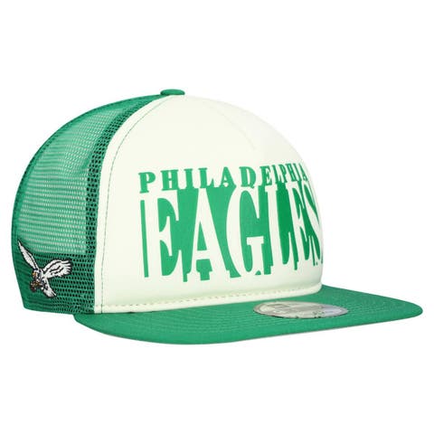 Men
s New Era Cream/Kelly Green Philadelphia Eagles Throwback Cutout A-Frame 9FIFTY Snapback Hat