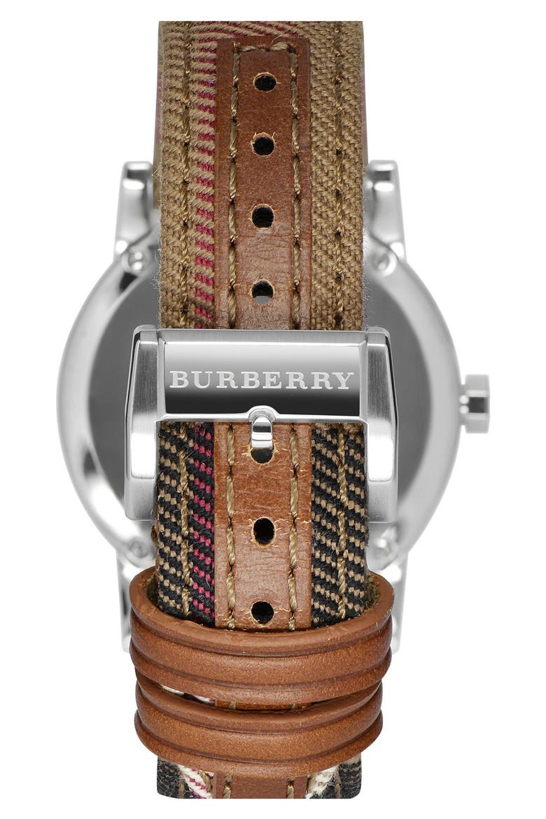 'The City' Woven Strap Watch, 34mm, Alternate, color, HOUSE CHECK/ WHITE