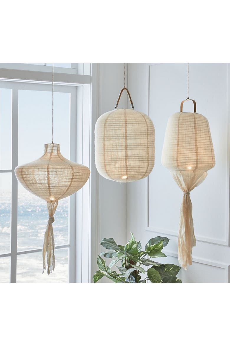 Kite LED Hanging Lantern - Indoor Decorative Candle Holder, Alternate, color, Beige