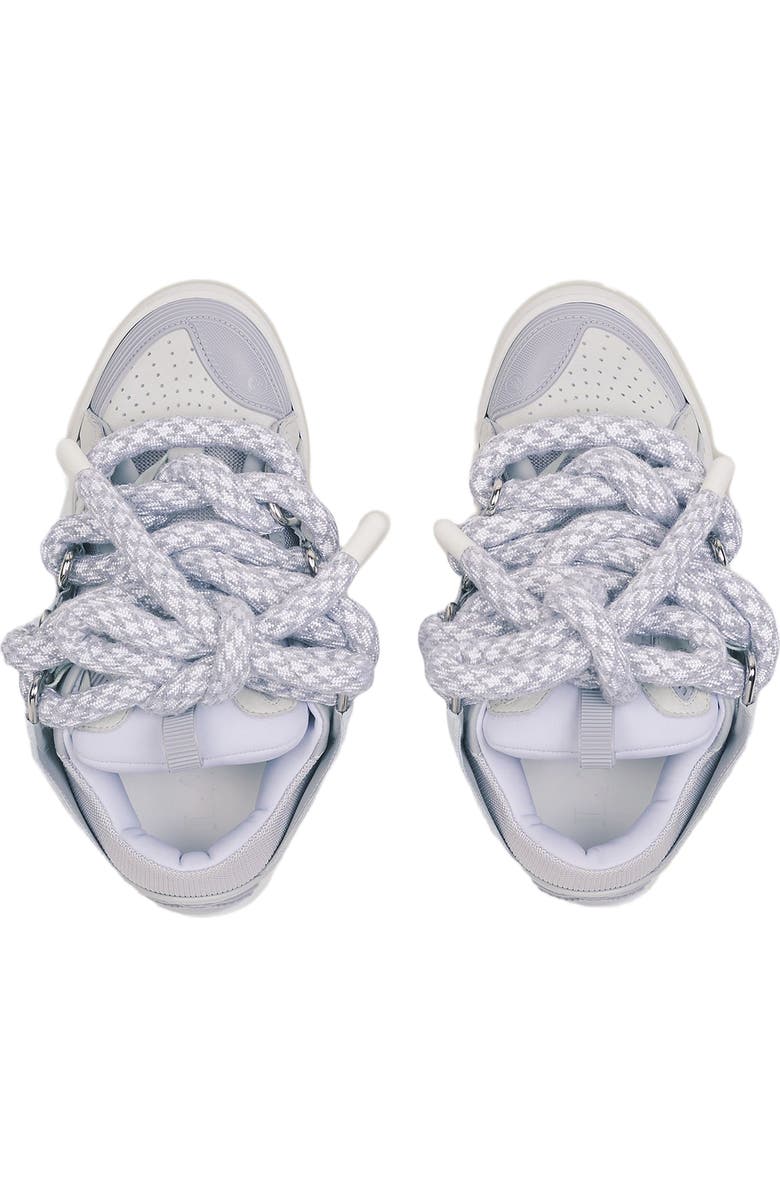 Lanvin CURB SNEAKERS IN LEATHER WITH SNAKE LACES, Alternate, color, White