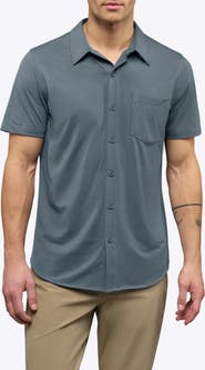 Cuts AO Curved Hem Short Sleeve Button-Up Shirt