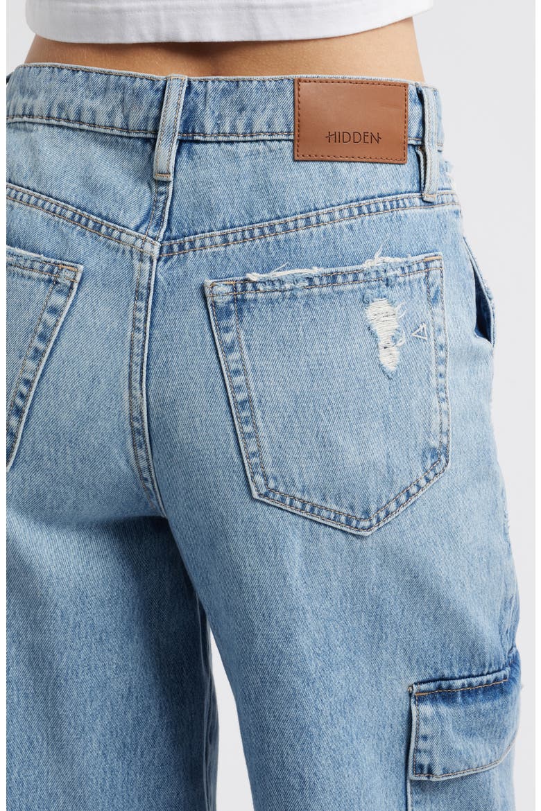 Cargo Pocket Wide Leg Jeans, Alternate, color, LIGHT WASH
