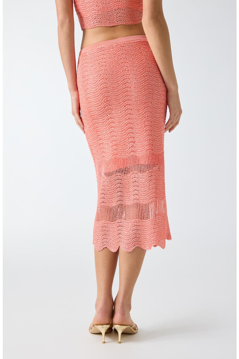 Pointelle Stitch Sequin Midi Skirt, Alternate, color, BRIGHT CORAL