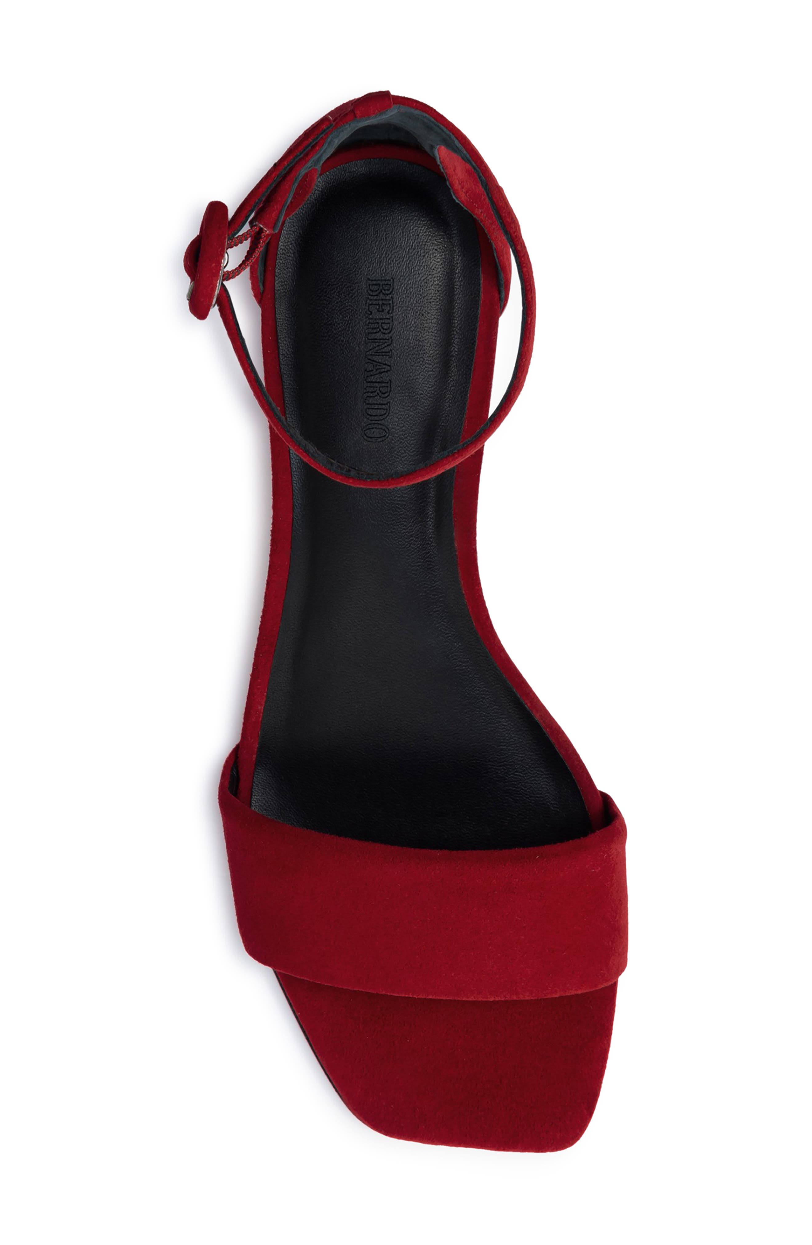 Jalena Ankle Strap Sandal, Alternate, color, DARK RED KID SUEDE