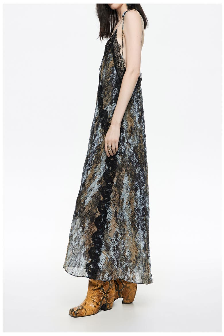 Fluid Lace Dress, Alternate, color, SNAKE KHAKI