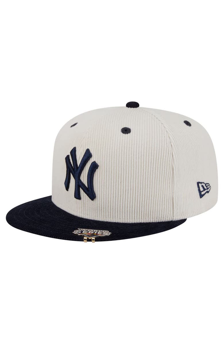 New Era Men's New Era Cream/Navy New York Yankees Two-Tone Corduroy 59FIFTY Fitted Hat, Alternate, color, 