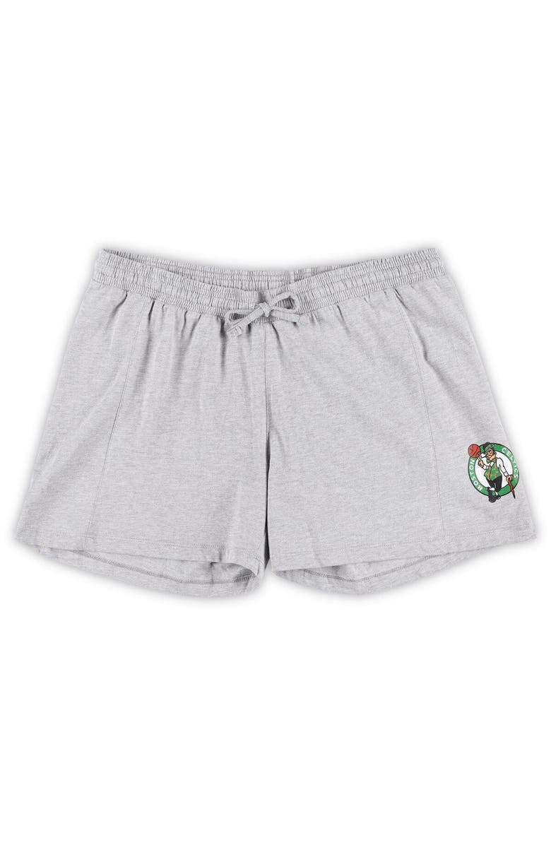 FANATICS Women's Fanatics Branded Kelly Green/Heather Gray Boston Celtics Plus Size T-Shirt & Shorts Combo Set, Alternate, color, Kelly Green