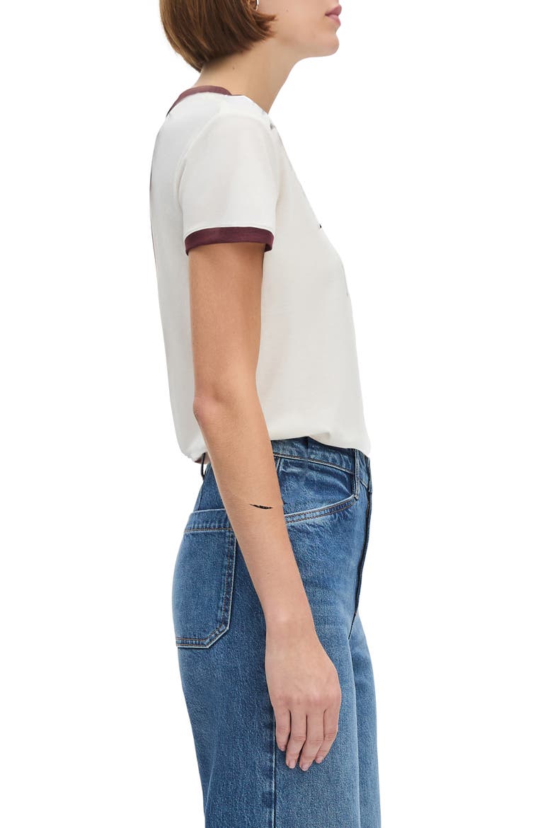 Logo Ringer T-Shirt, Alternate, color, WHITE/ BURGUNDY