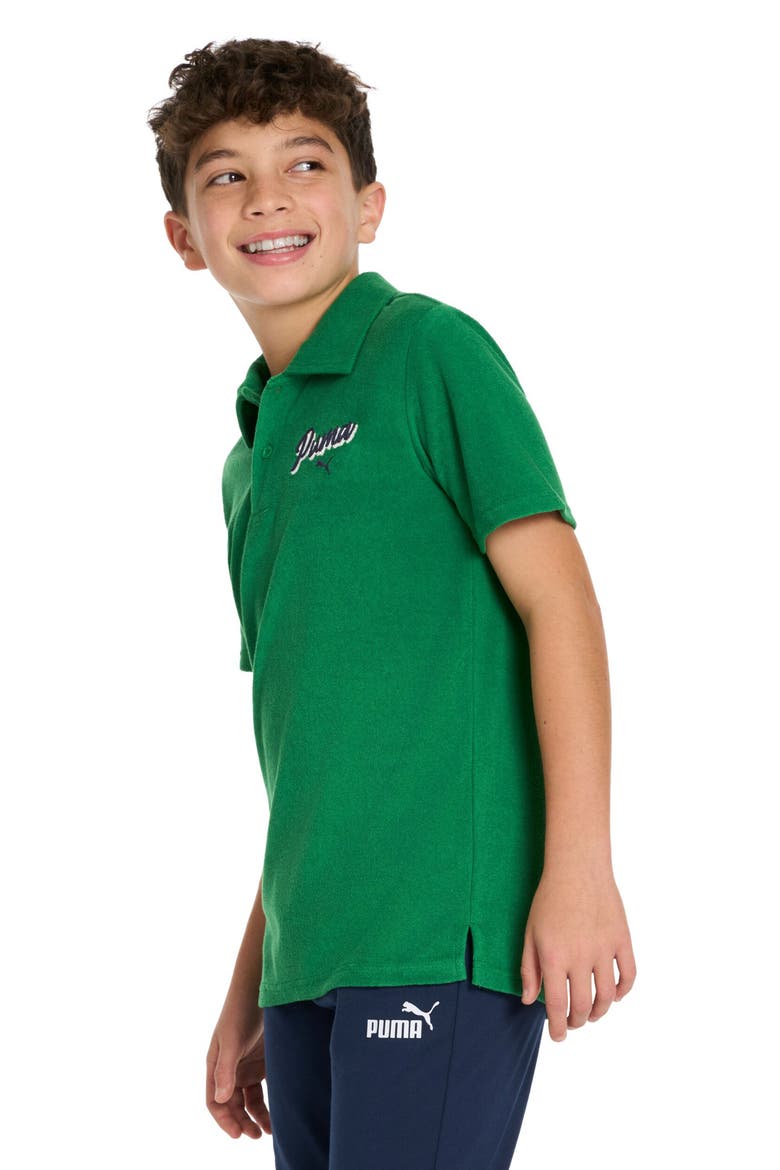 Kids' Terry Towel Polo, Alternate, color, GREEN/ BLACK