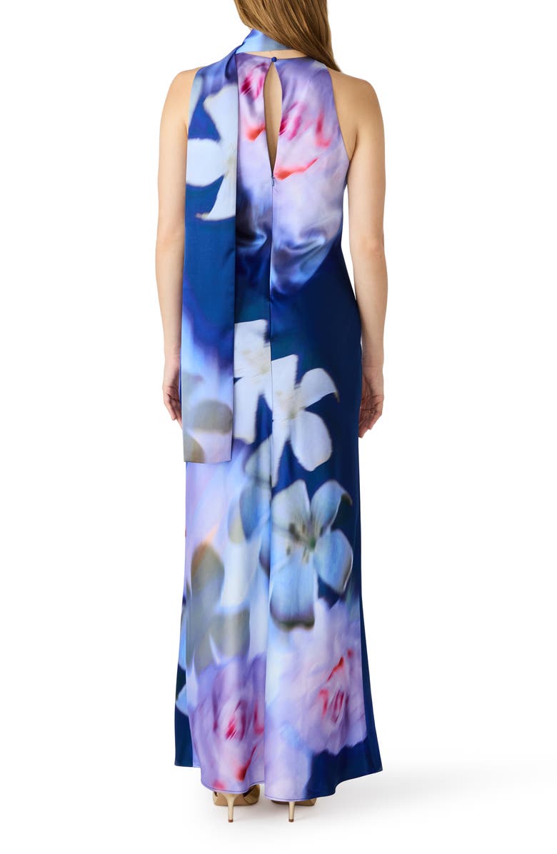 Steve Madden Jaidan Satin Scarf Maxi Dress, Alternate, color, Navy Marl Combo