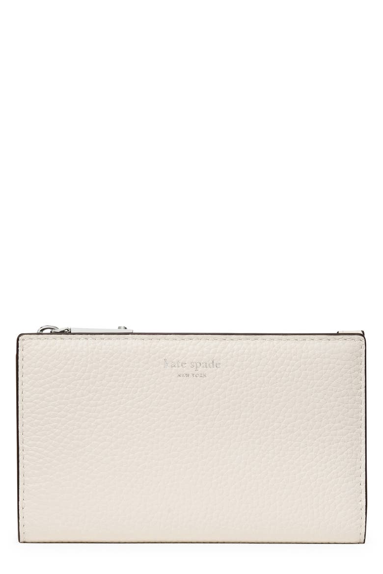 Devin Pebbled Leather Zip Pouch, Main, color, CASHEW MILK