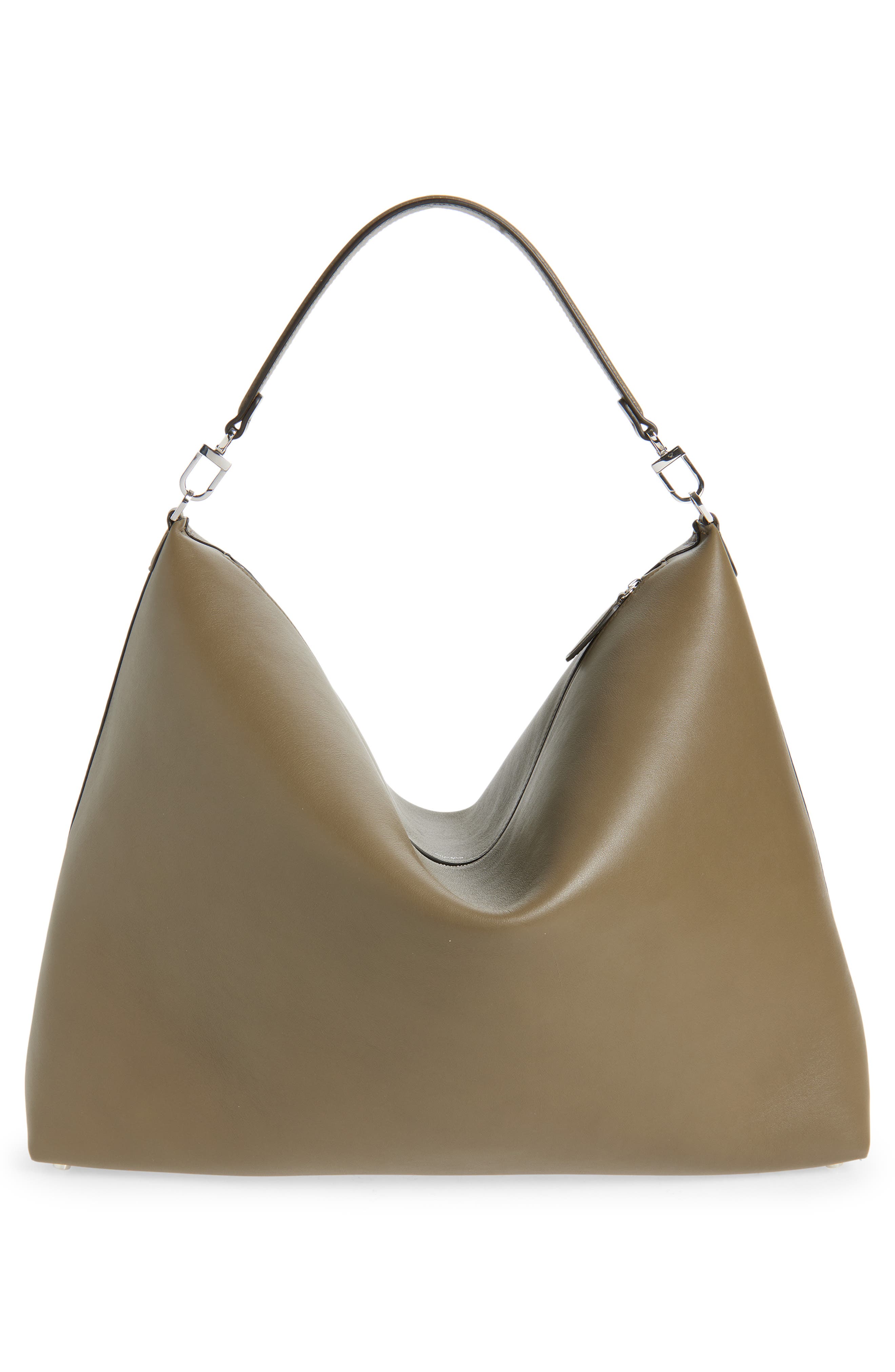 TOTEME Bevel Leather Shoulder Bag, Alternate, color, Taupe