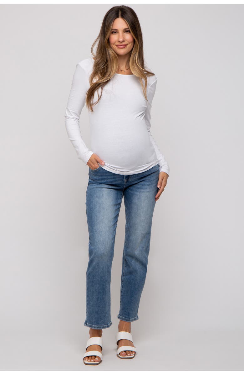PinkBlush Straight Crop Maternity Jeans, Main, color, Blue