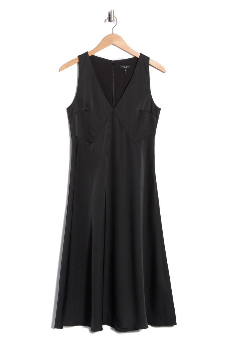 Helsa Satin Tank Midi Dress, Main, color, BLACK