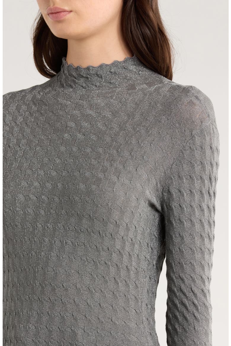 Metallic Mock Neck Sweater, Alternate, color, SILVER