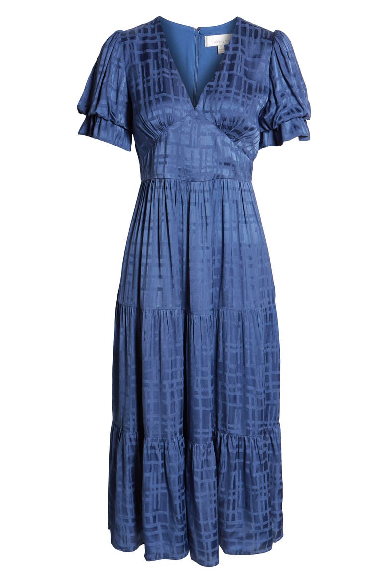 Marvella Jacquard Midi Dress, Alternate, color, BLUE