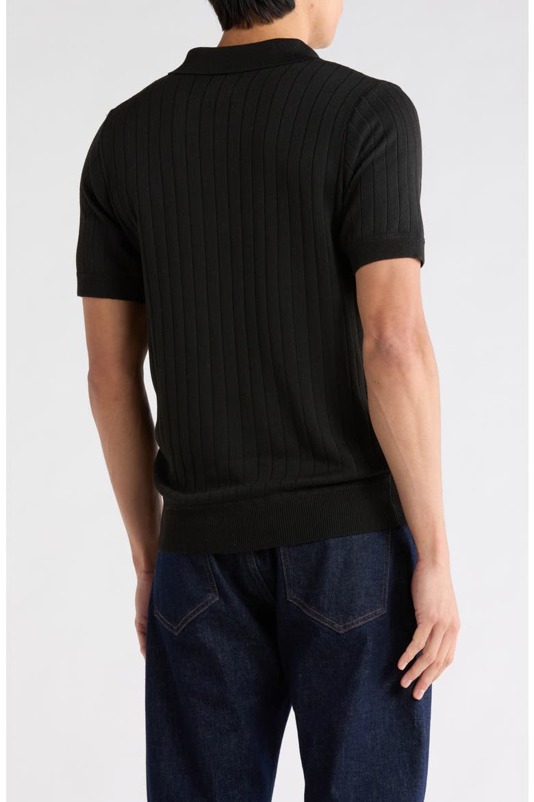 Rib Polo Sweater, Alternate, color, BLACK