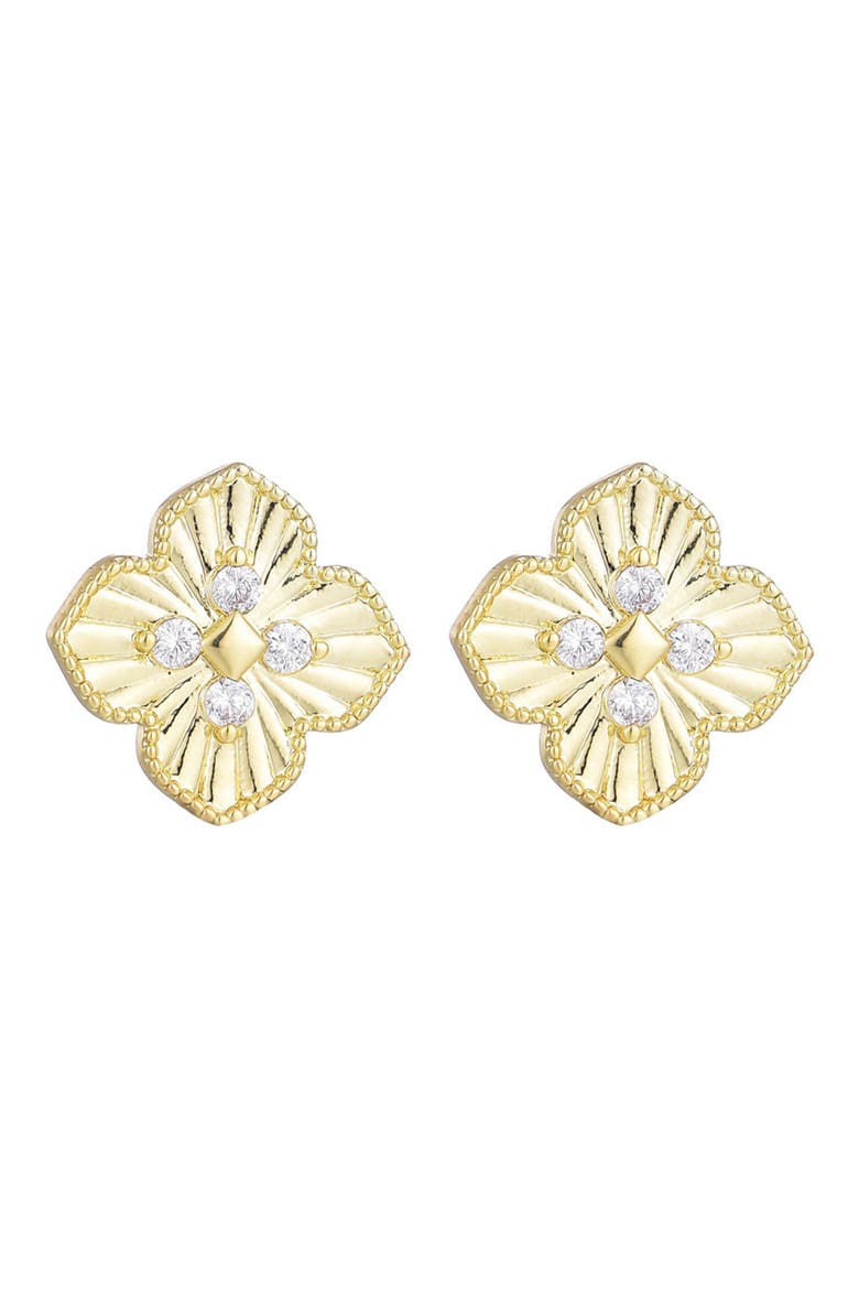 CZ Clover Stud Earrings, Main, color, GOLD