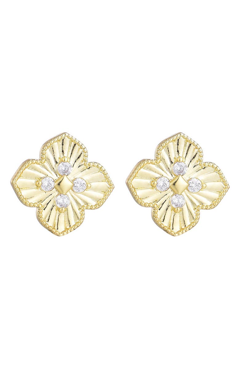 Adornia CZ Clover Stud Earrings, Main, color, Gold