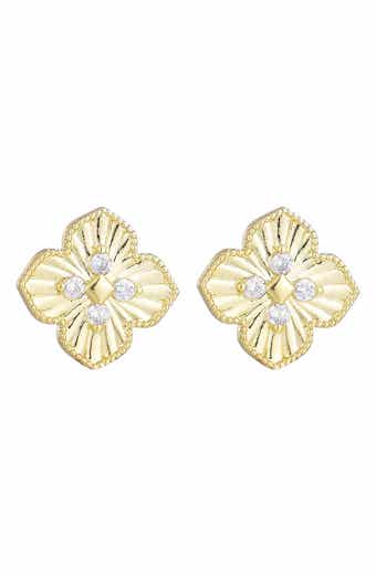 CZ Clover Stud Earrings