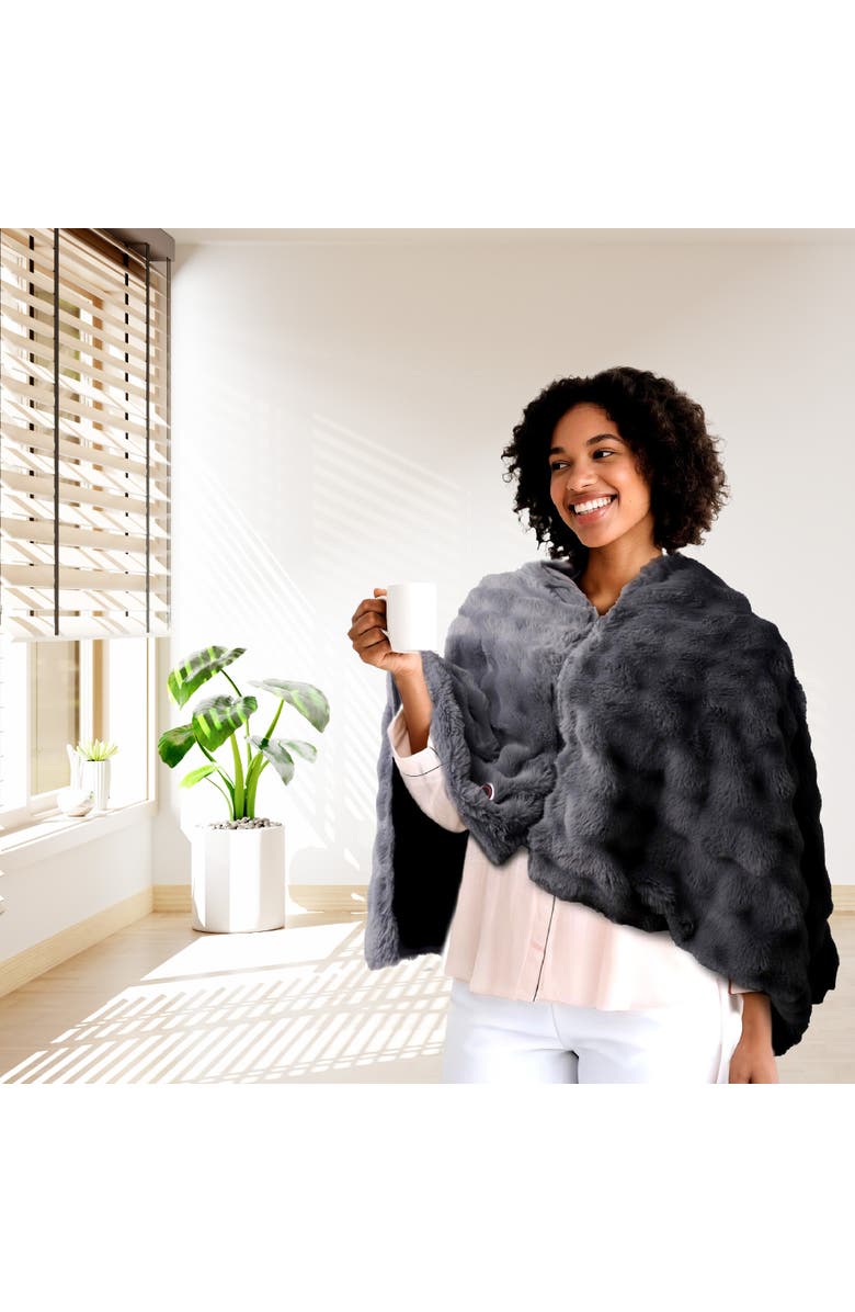 PURSONIC Heated Poncho Shawl, Alternate, color, Grey