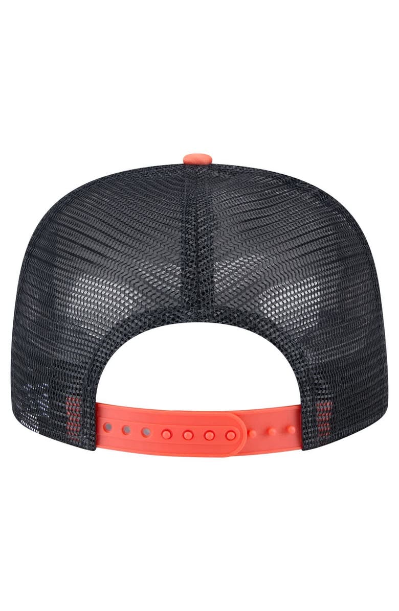 New Era Men's New Era White/Orange Houston Astros Retro Script Trucker 9FIFTY Snapback Hat, Alternate, color, White