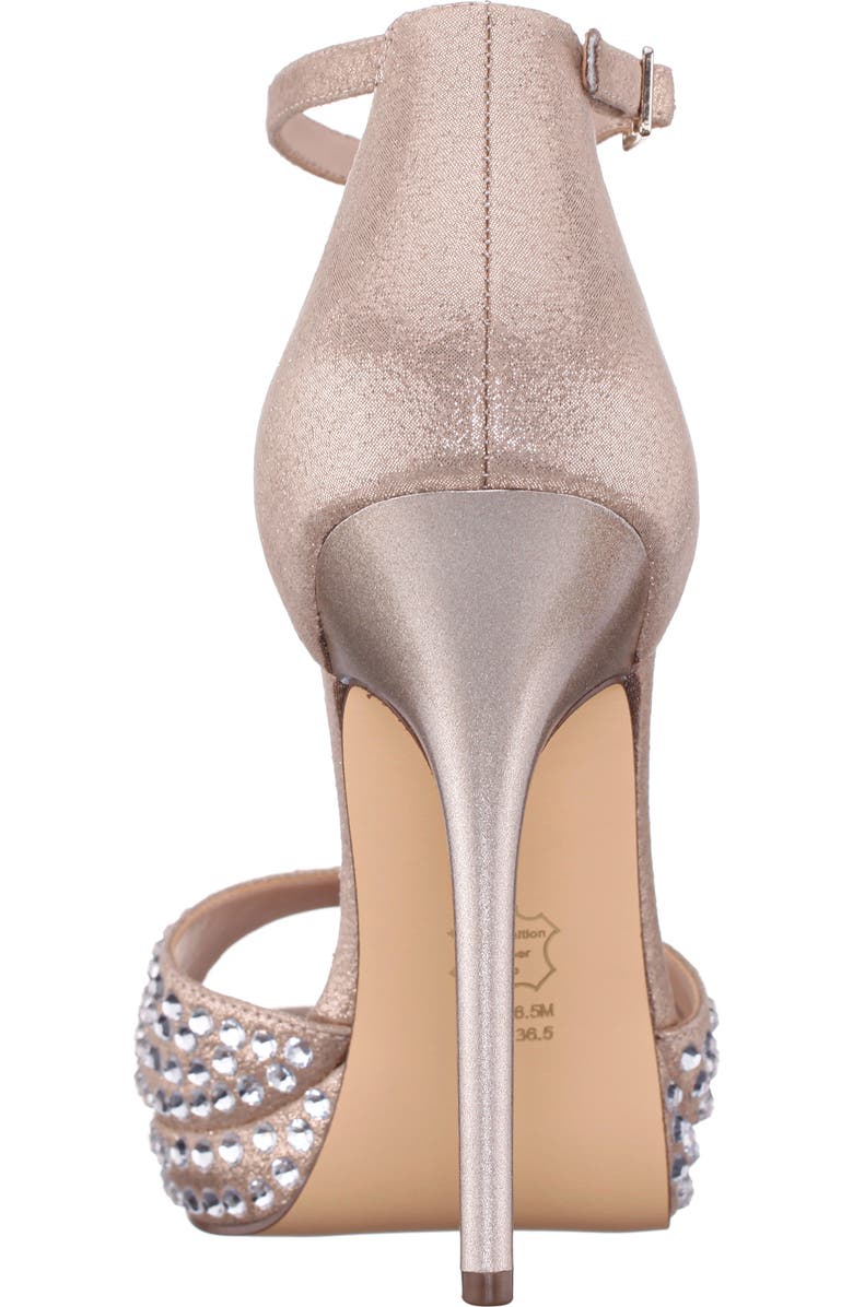 Nina Francia Crystal Ankle Strap Stiletto Sandal, Alternate, color, Taupe