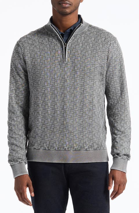 Aubin Basketweave Quarter Zip Sweater