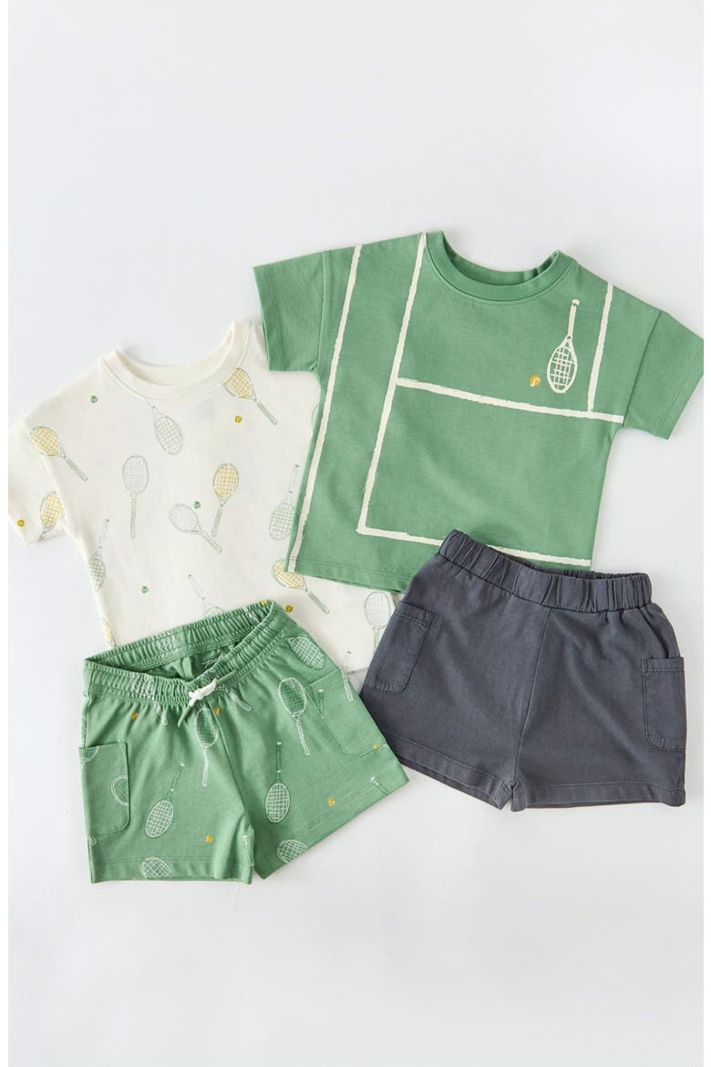 Kids' Tennis Organic Cotton Shorts, Alternate, color, DOUBLES GREEN