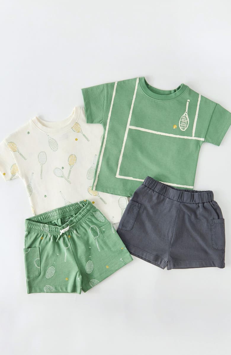 Pehr Kids' Tennis Organic Cotton Shorts, Alternate, color, Doubles Green