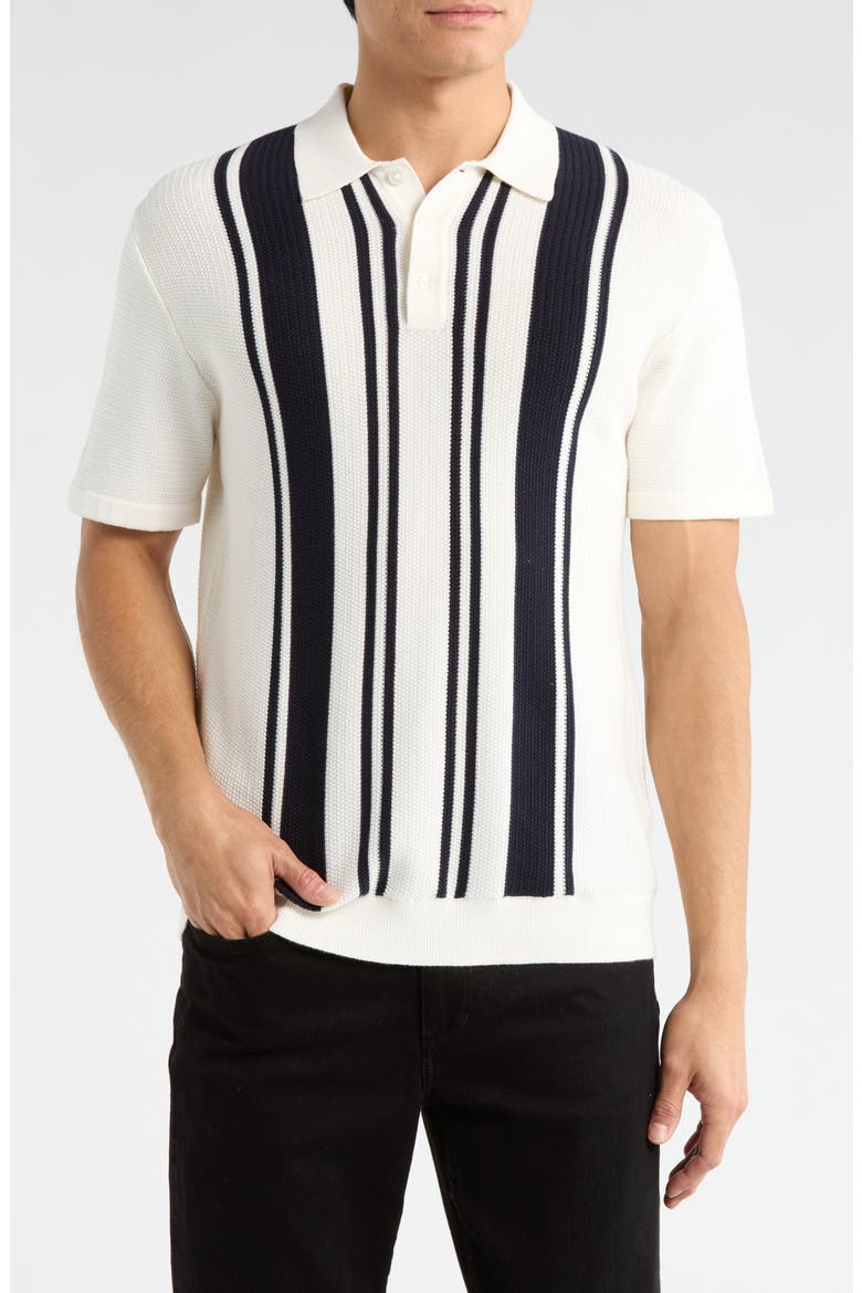 Stripe Cotton Polo, Main, color, OFF WHITE