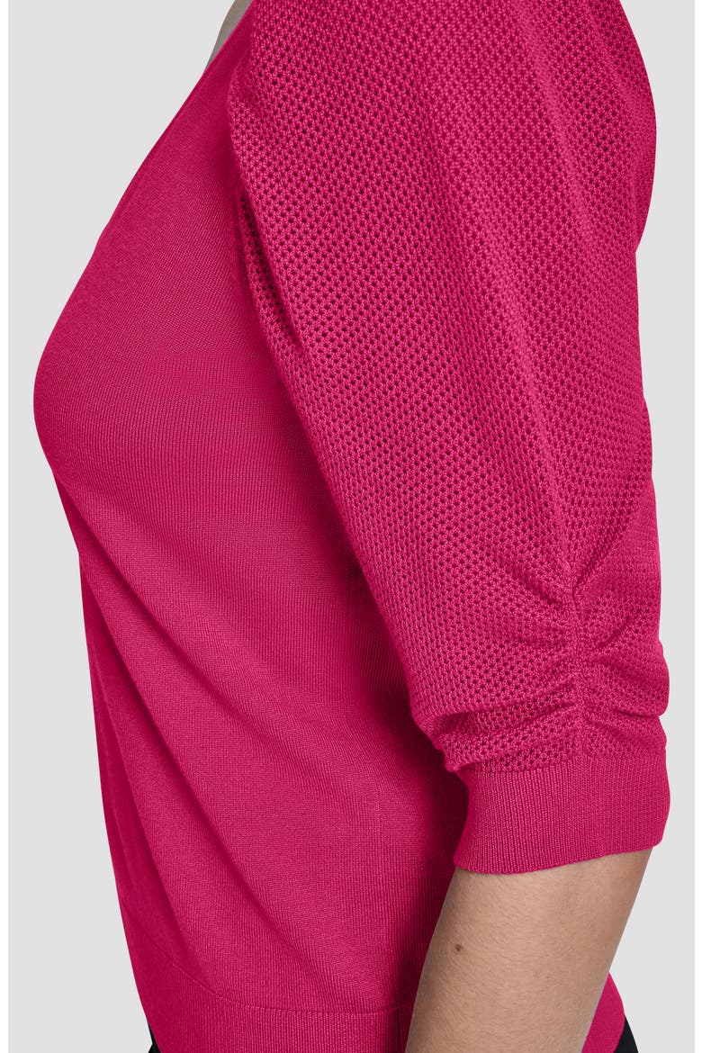 Puff Sleeve V-Neck Sweater, Alternate, color, HOT PINK