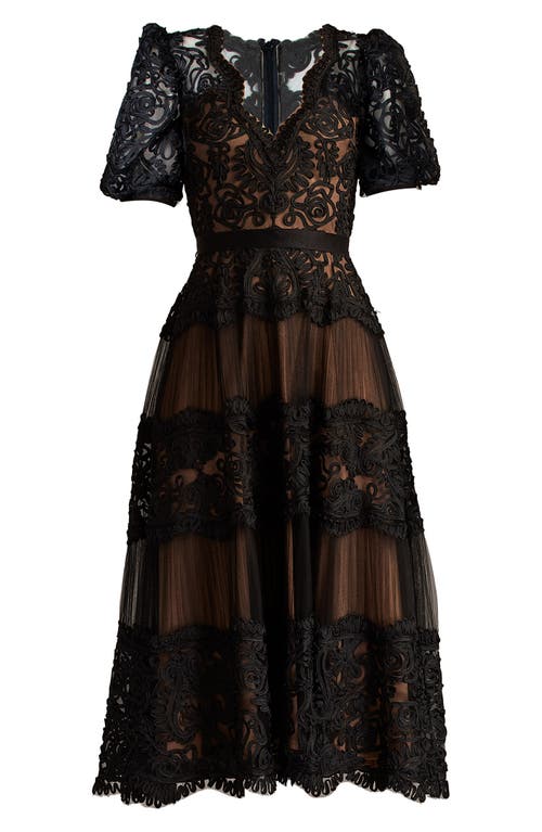 Tadashi Shoji Belline Embroidered Chiffon Midi Dress In Multi