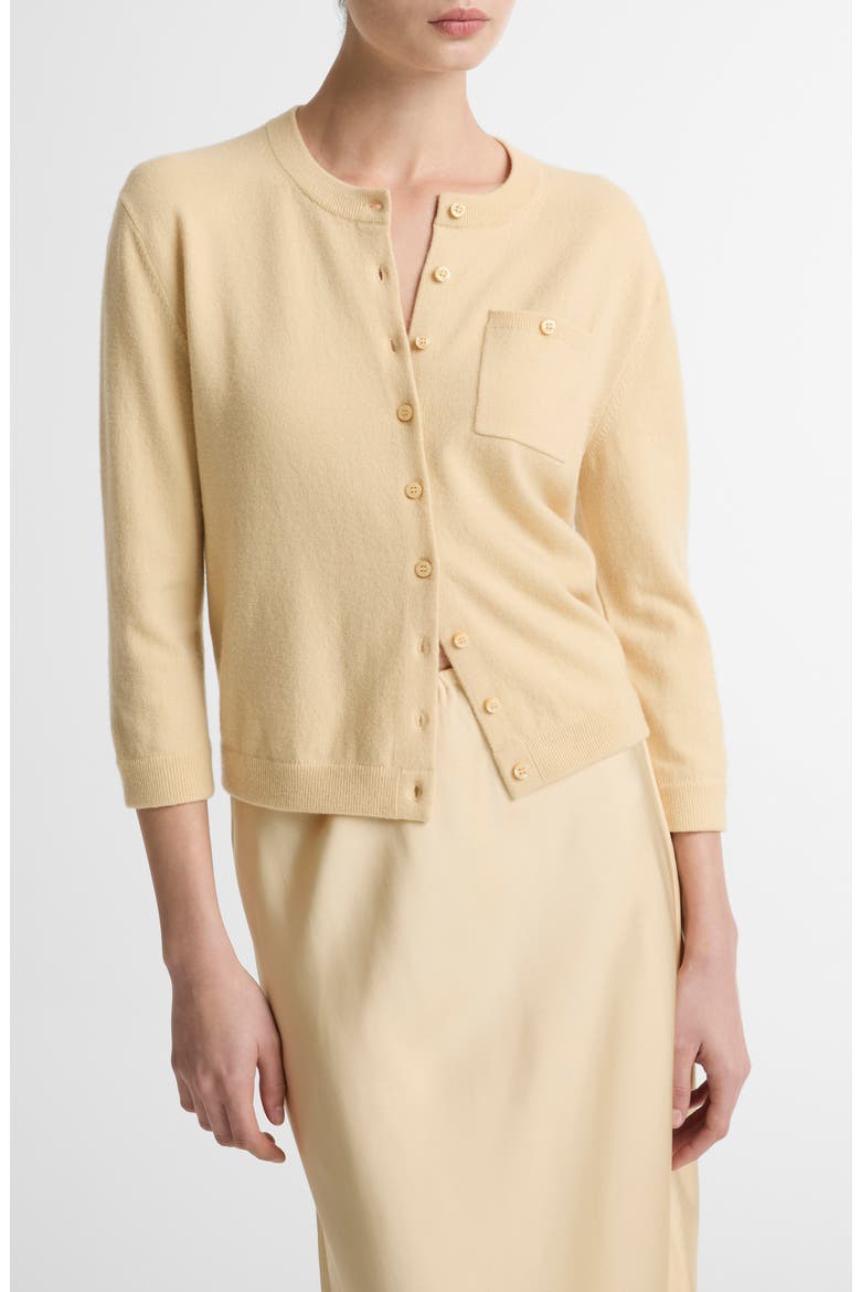 Pocket Wool & Cashmere Blend Cardigan, Main, color, CHAMOMILE