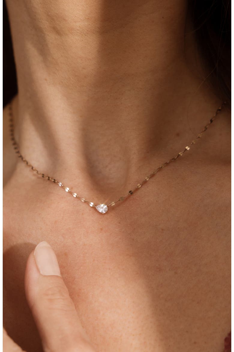Dew Drop Solitaire Necklace, Alternate, color, Gold Vermeil