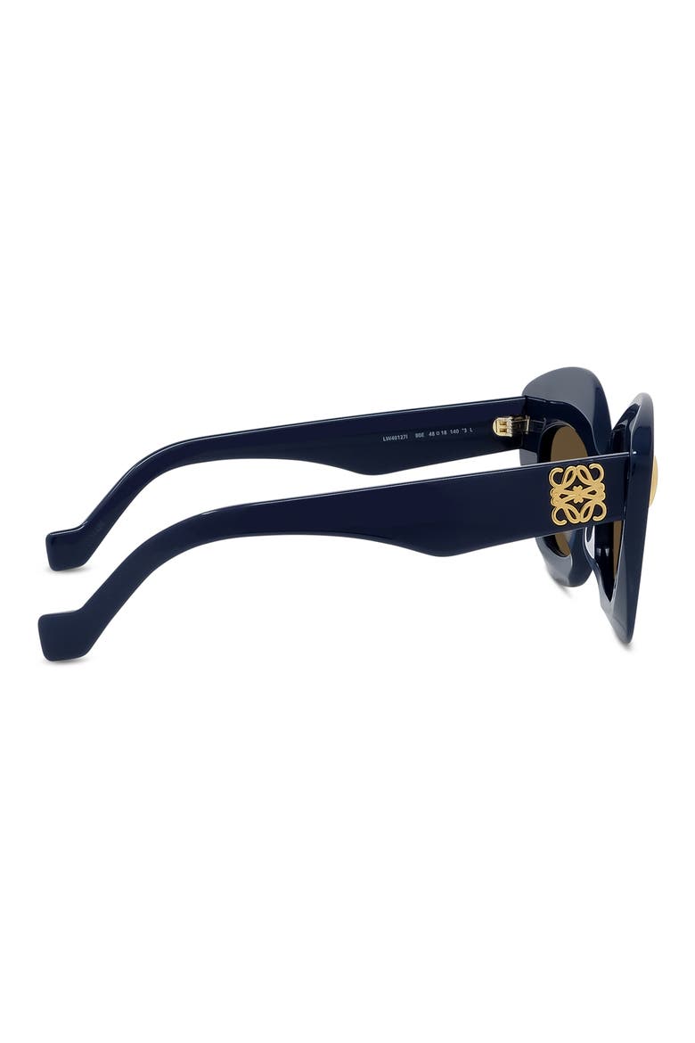 Anagram 48mm Small Cat Eye Sunglasses, Alternate, color, NAVY / BROWN