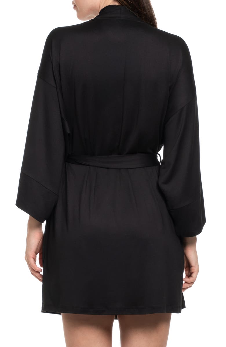 In Bloom by Jonquil Sevilla Satin Wrap, Alternate, color, Black