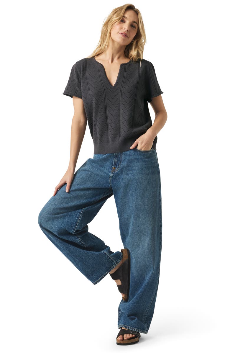 Splendid Sabrina Pointelle Short Sleeve Sweater, Alternate, color, 