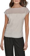 Donna Karan New York Chiffon & Bouclé Top